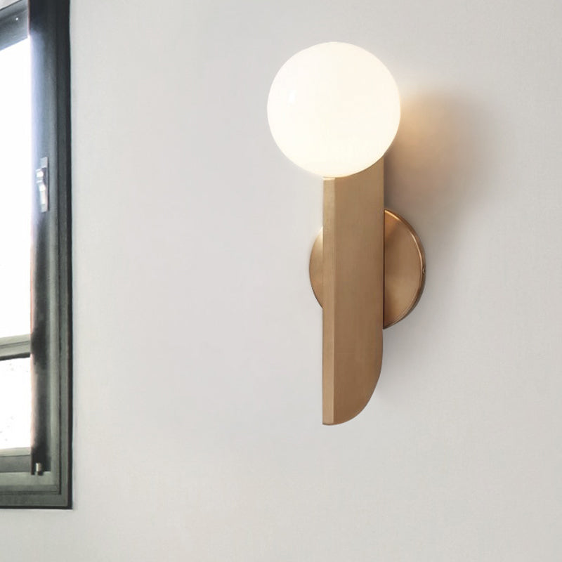 Taavita Mini Globe Wall Sconce Light Simple 1-Light Opaline Glass Wall Mount Fixture for Bedroom - Modern Design, Indoor Use, 110V-240V, Metal Construction