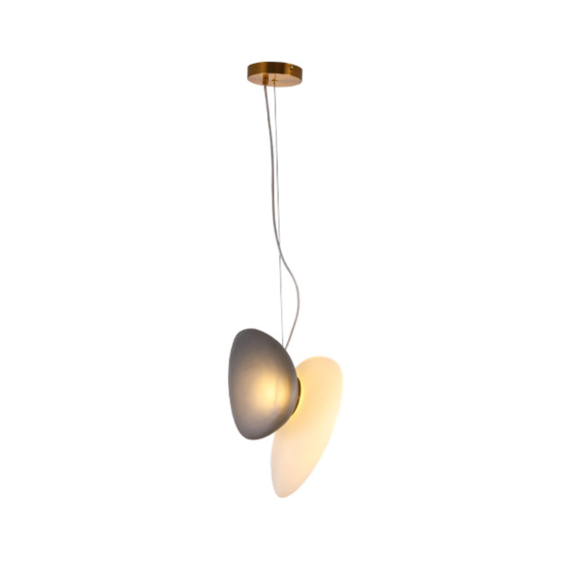 2 Taavita Dining Room Pendants Light Postmodern Brass Hanging Lighting with Cream/Stone Blue Glass Shades