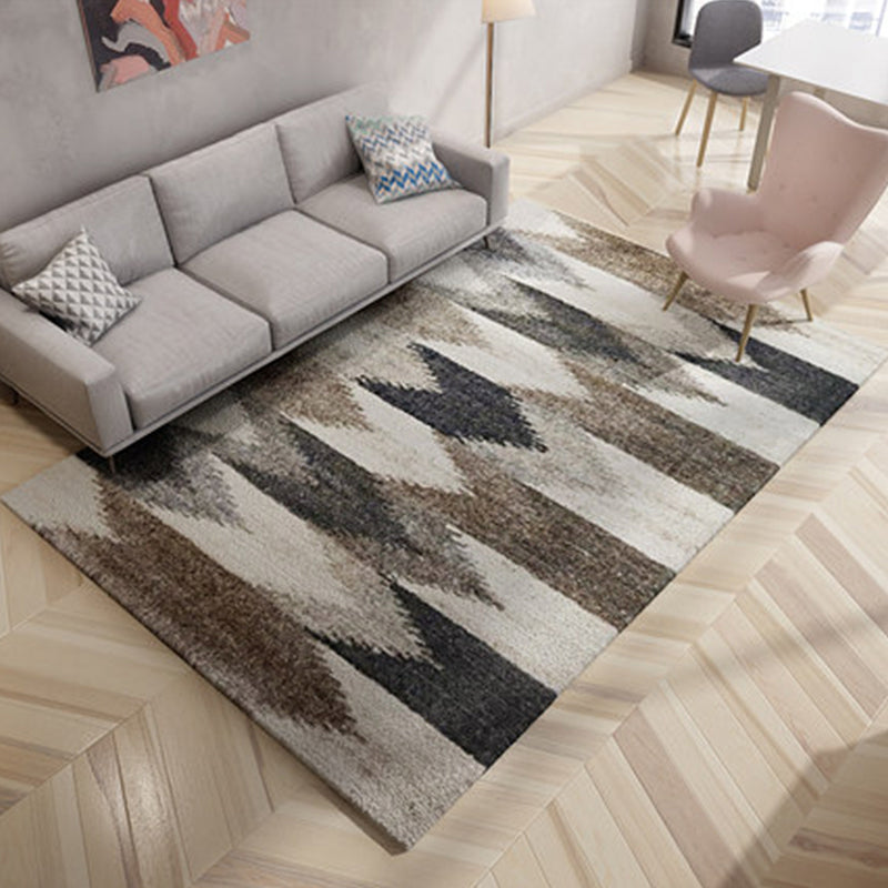Modern Living Room Rug in Brown Abstract Triangle Circle Stripe Pattern Rug Polyester Washable Area Rug Clearhalo 'Area Rug' 'Modern' 'Rugs' Rug' 1947302