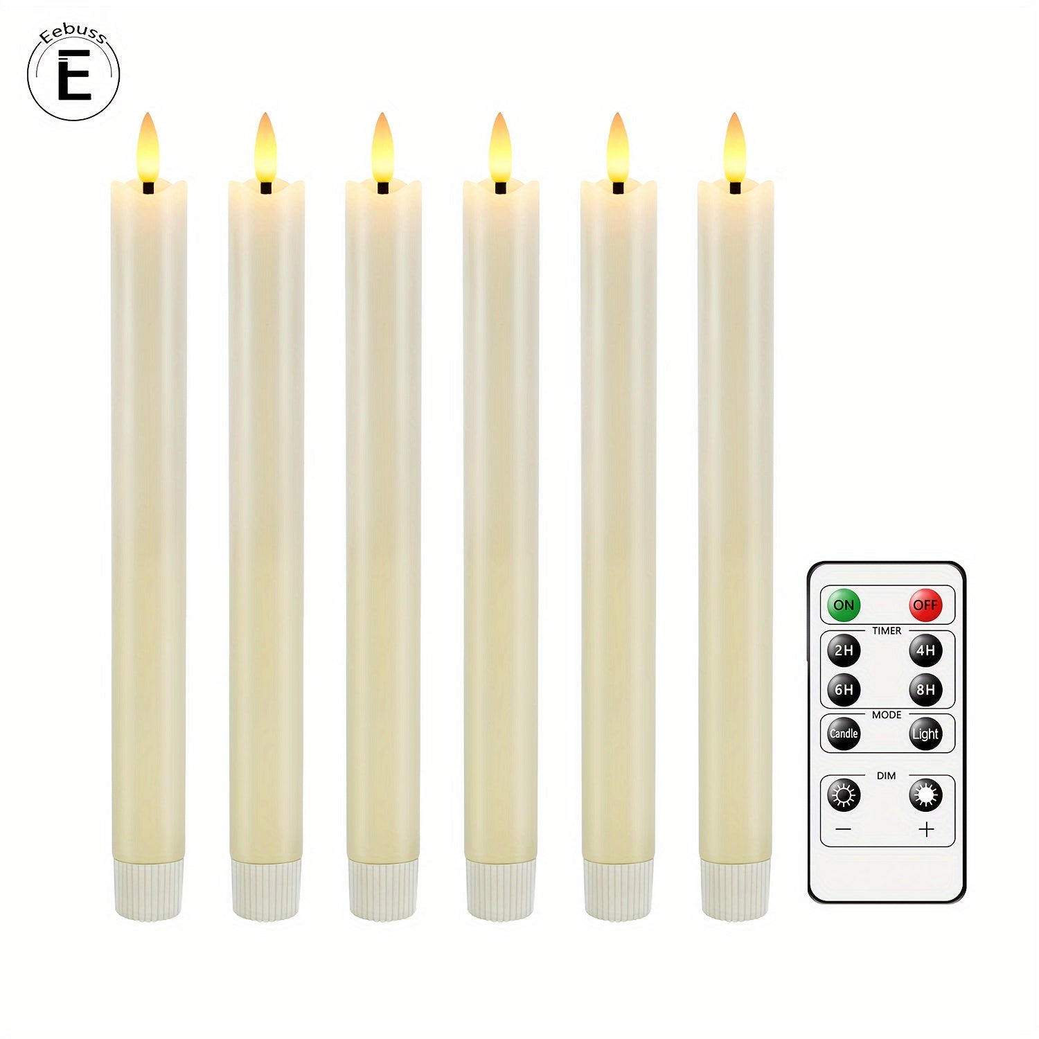6-Piece Set Taavita, Flameless LED Cone Candles Made of Real Wax