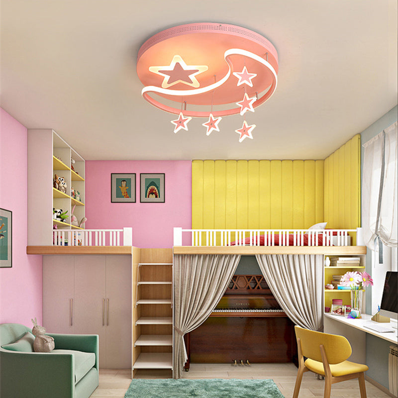 Nordic Moon and Star Ceiling Light Fixture Acrylic Flush Mount Ceiling Light for Kindergarten Clearhalo 'Ceiling Lights' 'Close To Ceiling Lights' 'Close to ceiling' 'Flush mount' Lighting' 196311