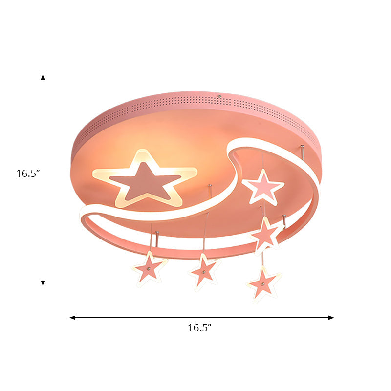 Taavita Moon and Star Acrylic Flush Mount Ceiling Light Fixture for Kindergarten - Available in White Pink with LED Bulb Included, Size: 16.5" & 20.5"