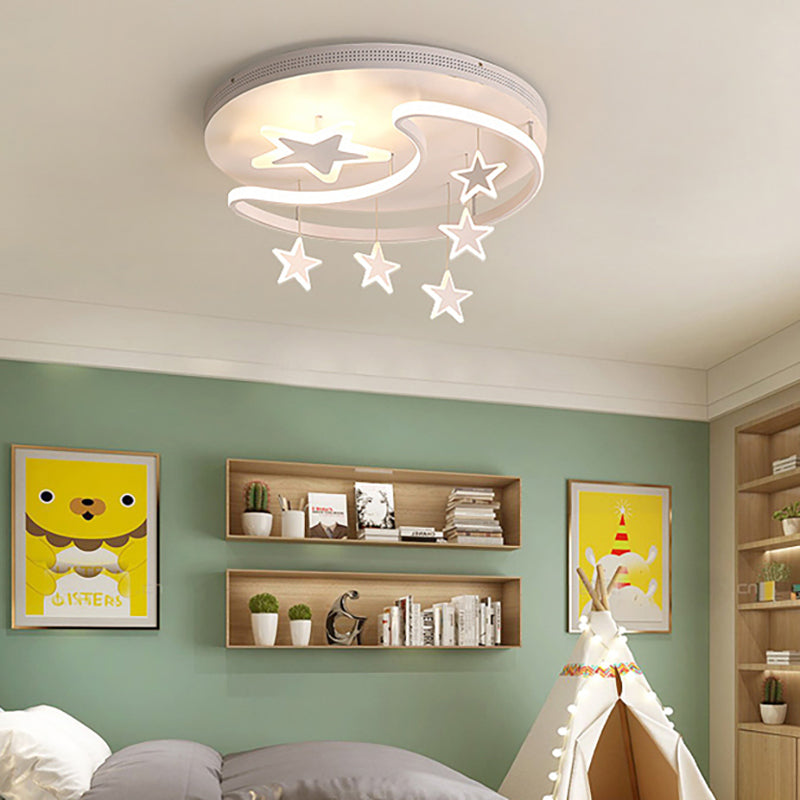 Nordic Moon and Star Ceiling Light Fixture Acrylic Flush Mount Ceiling Light for Kindergarten Clearhalo 'Ceiling Lights' 'Close To Ceiling Lights' 'Close to ceiling' 'Flush mount' Lighting' 196312