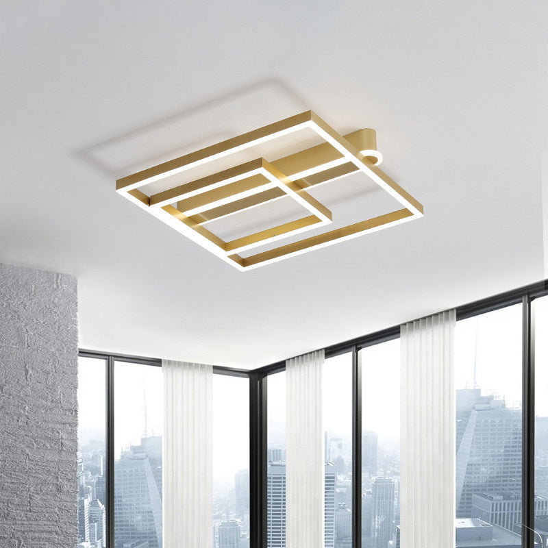 Acrylic Square Frame Ceiling Flush Simple Gold/Coffee Finish LED Flushmount Light for Bedroom Clearhalo 'Ceiling Lights' 'Close To Ceiling Lights' 'Close to ceiling' 'Flush mount' Lighting' 1968767