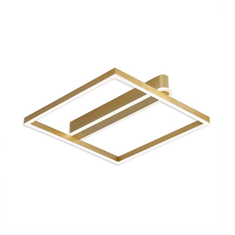 Taavita Square Frame Ceiling Flushmount Light with Simple Gold/Coffee Finish LED for Bedroom - Modern Design