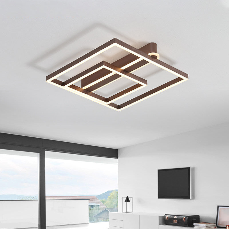 Acrylic Square Frame Ceiling Flush Simple Gold/Coffee Finish LED Flushmount Light for Bedroom Gold A Clearhalo 'Ceiling Lights' 'Close To Ceiling Lights' 'Close to ceiling' 'Flush mount' Lighting' 1968761