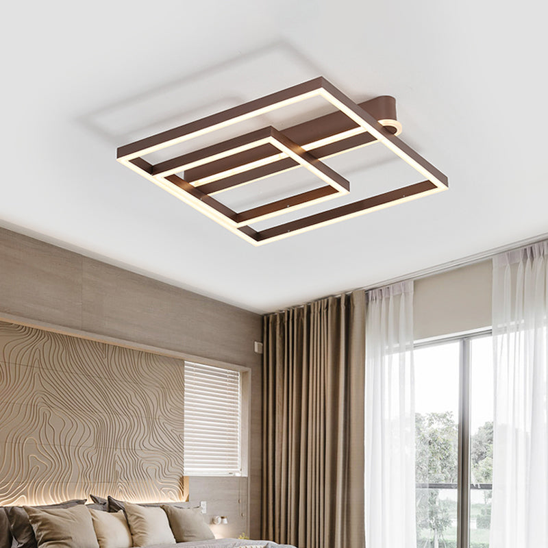 Taavita Square Frame Ceiling Flushmount Light with Simple Gold/Coffee Finish LED for Bedroom - Modern Design