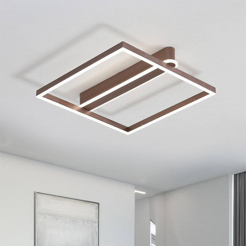 Acrylic Square Frame Ceiling Flush Simple Gold/Coffee Finish LED Flushmount Light for Bedroom Clearhalo 'Ceiling Lights' 'Close To Ceiling Lights' 'Close to ceiling' 'Flush mount' Lighting' 1968757