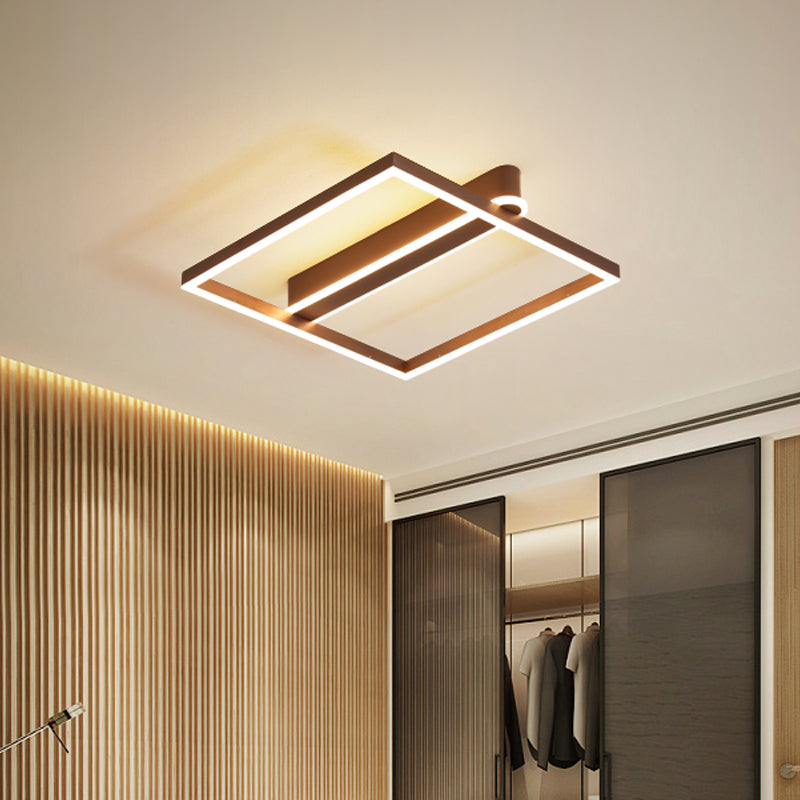 Taavita Square Frame Ceiling Flushmount Light with Simple Gold/Coffee Finish LED for Bedroom - Modern Design