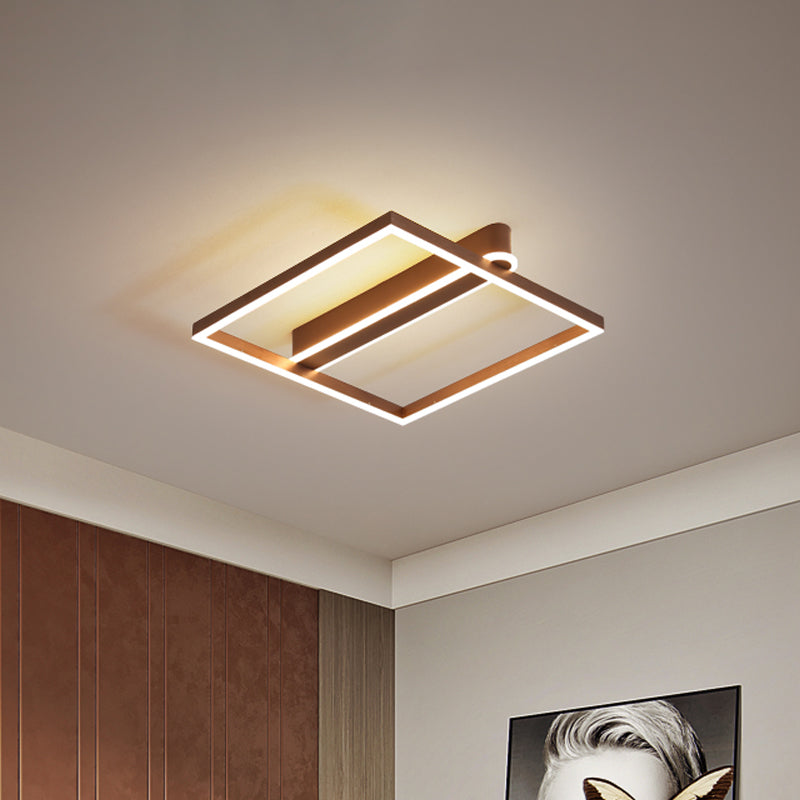 Taavita Square Frame Ceiling Flushmount Light with Simple Gold/Coffee Finish LED for Bedroom - Modern Design
