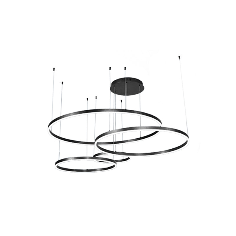 Taavita Bubble Ring Chandelier Minimalist 4-Light LED Suspension Light in Black/Gold/Coffee