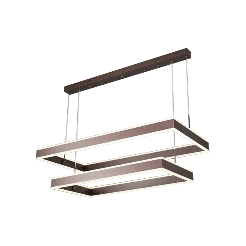 Taavita LED Ceiling Light Coffee 2/3/4 Tiered Rectangle Hanging Chandelier with Acrylic Shade