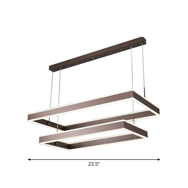 Taavita LED Ceiling Light Coffee 2/3/4 Tiered Rectangle Hanging Chandelier with Acrylic Shade