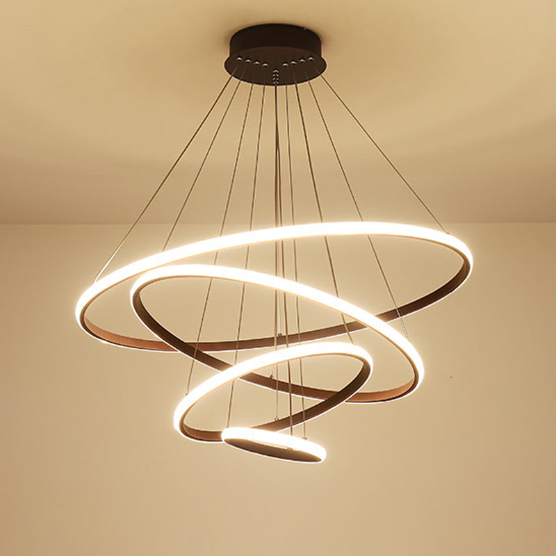 3/4-Tier LED Pendant Chandelier Minimalist Acrylic Hanging Ceiling Light for Living Room in White/Coffee