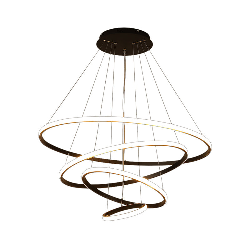 3/4-Tier LED Pendant Chandelier Minimalist Acrylic Hanging Ceiling Light for Living Room in White/Coffee