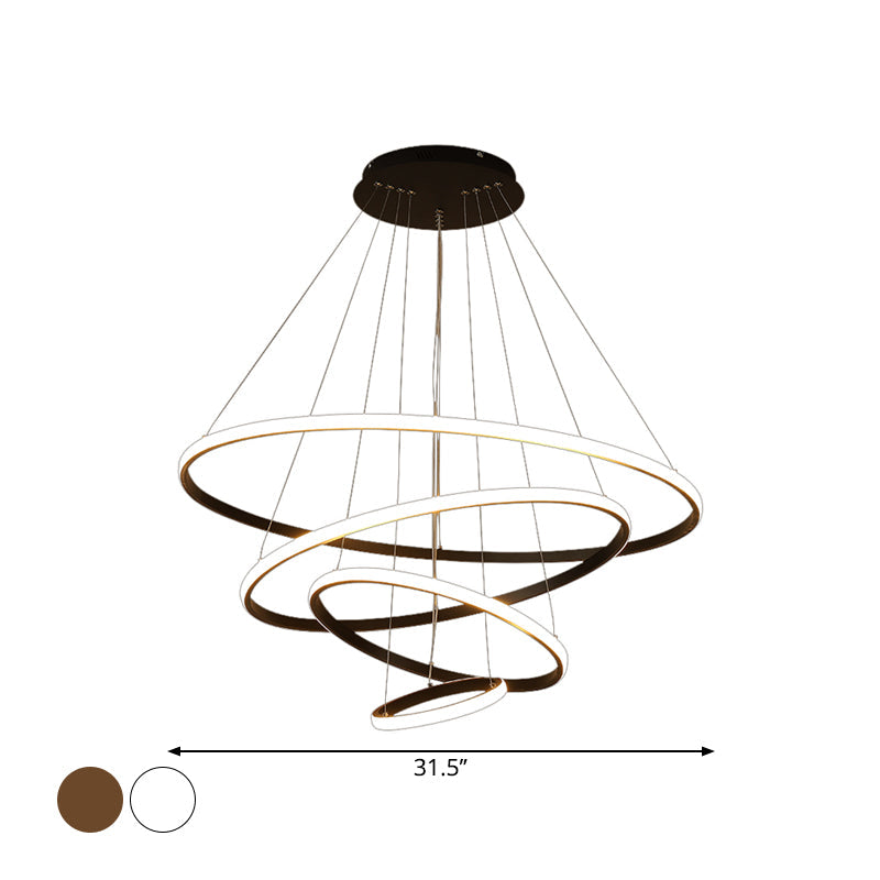 3/4-Tier LED Pendant Chandelier Minimalist Acrylic Hanging Ceiling Light for Living Room in White/Coffee