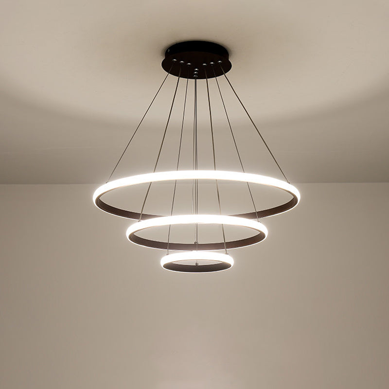 3/4-Tier LED Pendant Chandelier Minimalist Acrylic Hanging Ceiling Light for Living Room in White/Coffee