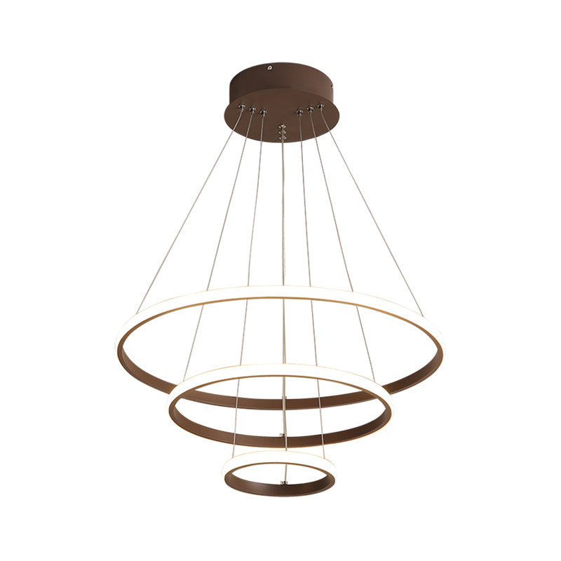 3/4-Tier LED Pendant Chandelier Minimalist Acrylic Hanging Ceiling Light for Living Room in White/Coffee