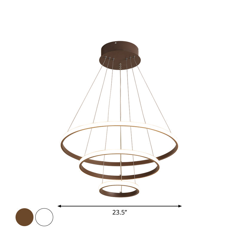 3/4-Tier LED Pendant Chandelier Minimalist Acrylic Hanging Ceiling Light for Living Room in White/Coffee