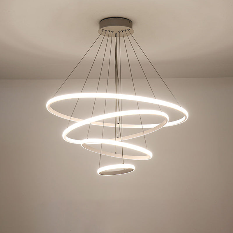 3/4-Tier LED Pendant Chandelier Minimalist Acrylic Hanging Ceiling Light for Living Room in White/Coffee