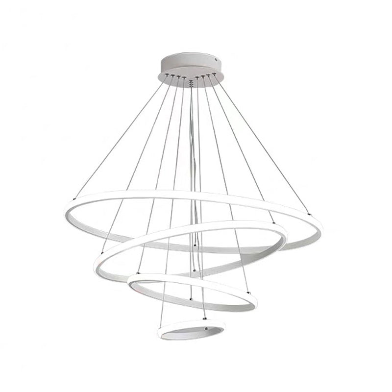 3/4-Tier LED Pendant Chandelier Minimalist Acrylic Hanging Ceiling Light for Living Room in White/Coffee