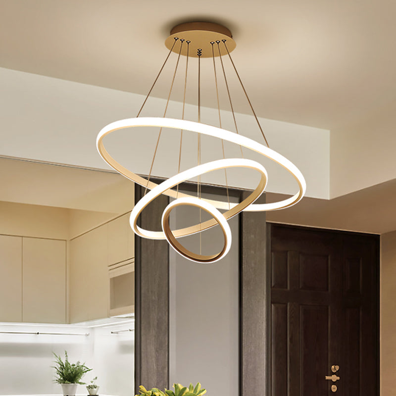 3/4-Tier LED Pendant Chandelier Minimalist Acrylic Hanging Ceiling Light for Living Room in White/Coffee