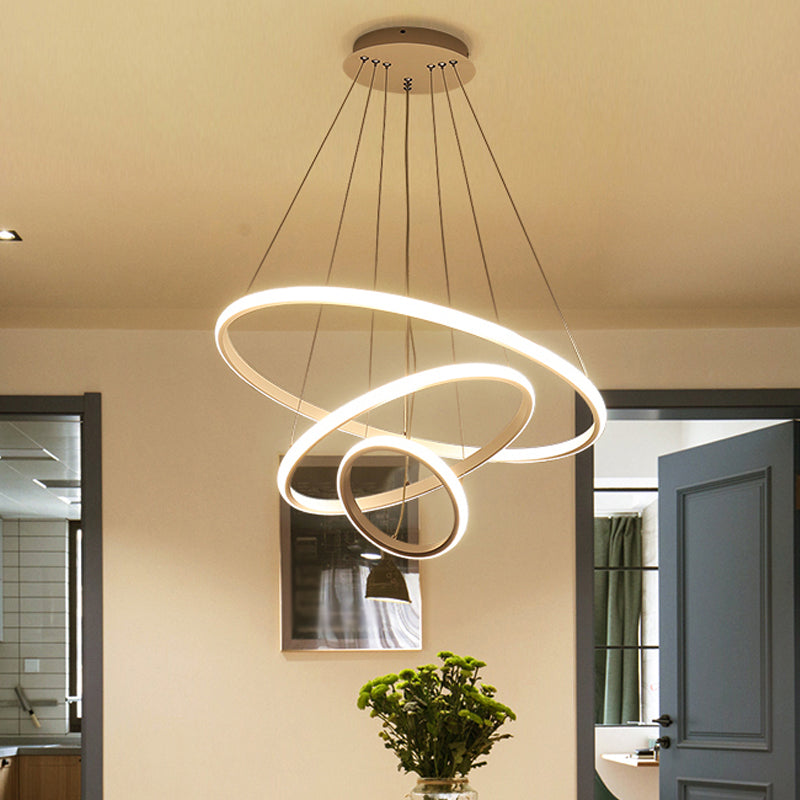 3/4-Tier LED Pendant Chandelier Minimalist Acrylic Hanging Ceiling Light for Living Room in White/Coffee