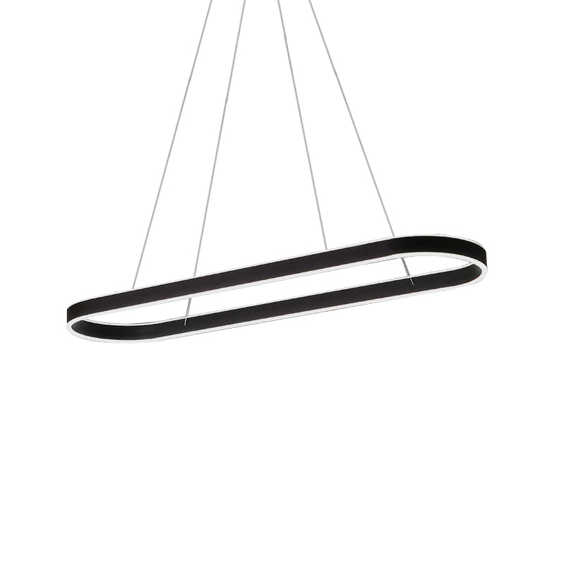 Taavita Ellipse LED Island Pendant Light in Black/White/Gold, Acrylic Hanging Ceiling Fixture for Living Room, Available in 31.5"/39"/47" Width