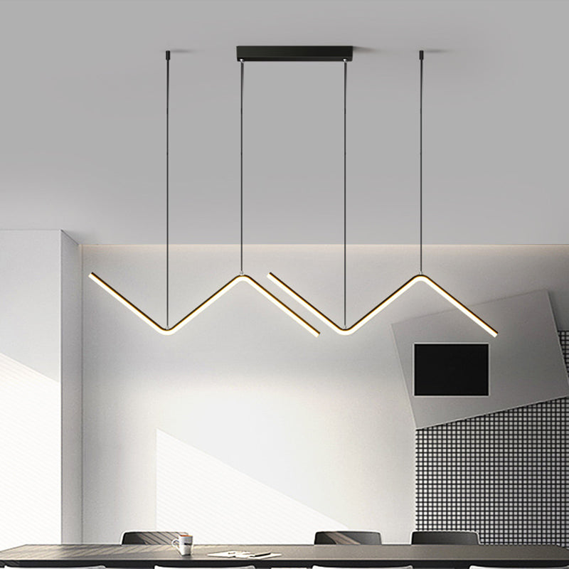 Zigzag Pendant Light Fixture Minimalism Aluminum Dining Room LED Ceiling Light in Black/Gold Clearhalo 'Ceiling Lights' 'Modern Pendants' 'Modern' 'Pendant Lights' 'Pendants' Lighting' 1970730