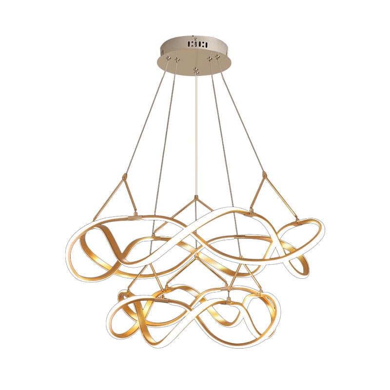 Taavita Twined Minimalist 1/2-Tier Metal LED Hanging Pendant Chandelier for Dining Room, 31"/43" Wide