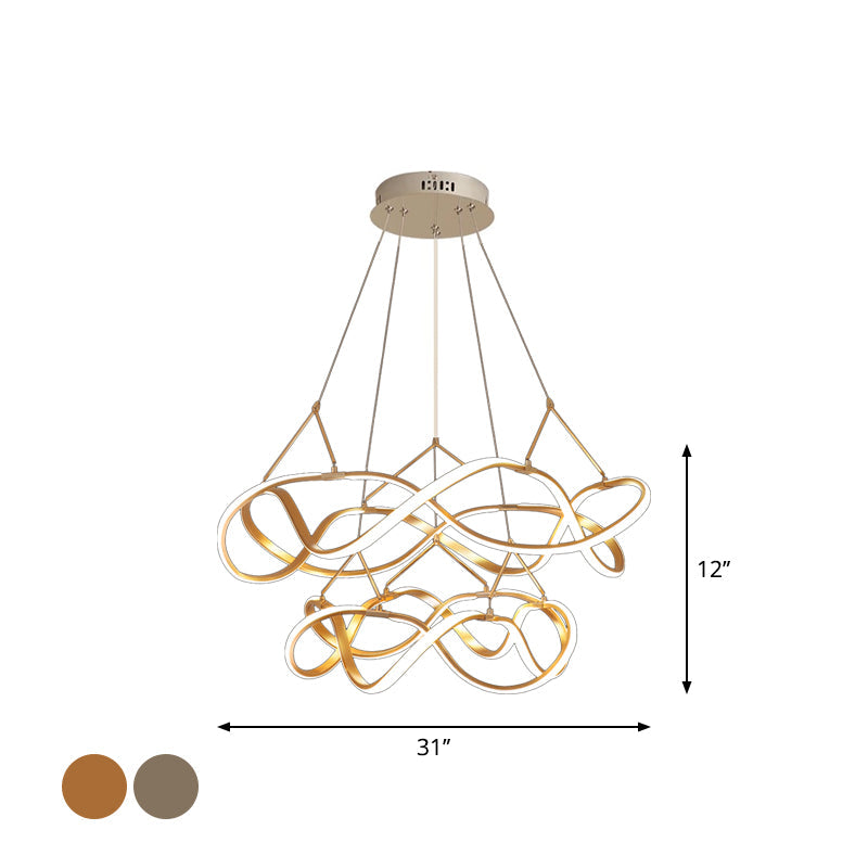 Taavita Twined Minimalist 1/2-Tier Metal LED Hanging Pendant Chandelier for Dining Room, 31"/43" Wide