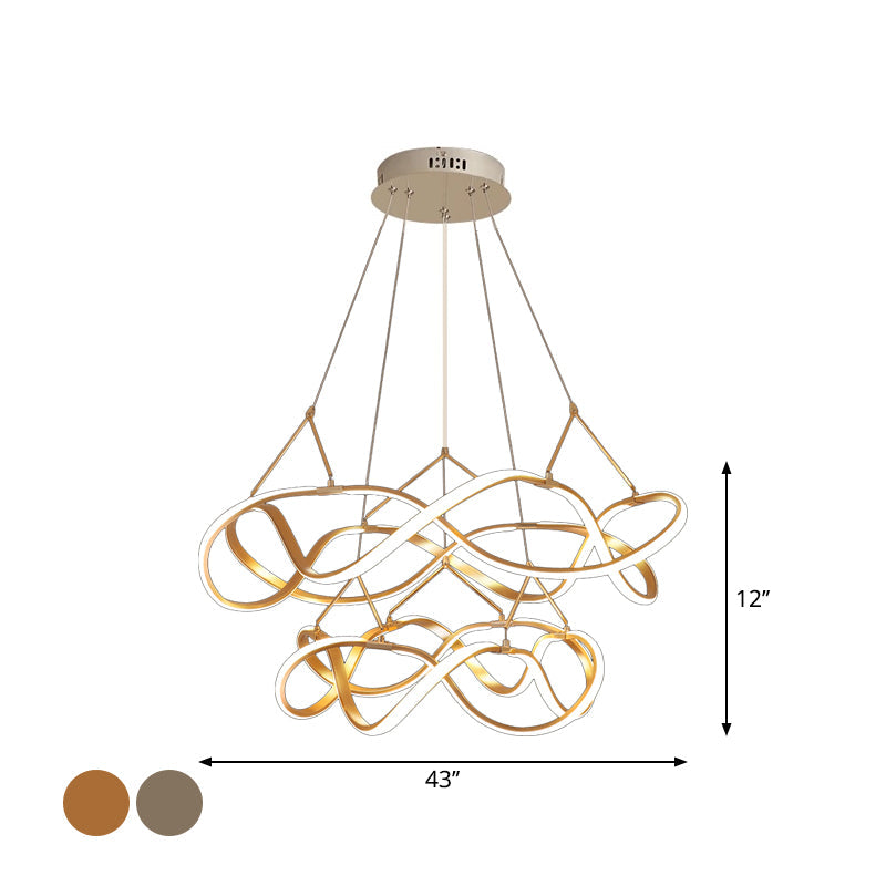 Taavita Twined Minimalist 1/2-Tier Metal LED Hanging Pendant Chandelier for Dining Room, 31"/43" Wide