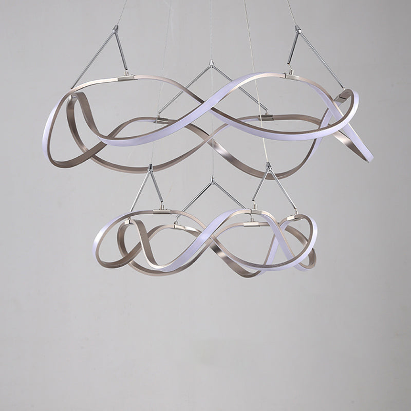 Taavita Twined Minimalist 1/2-Tier Metal LED Hanging Pendant Chandelier for Dining Room, 31"/43" Wide