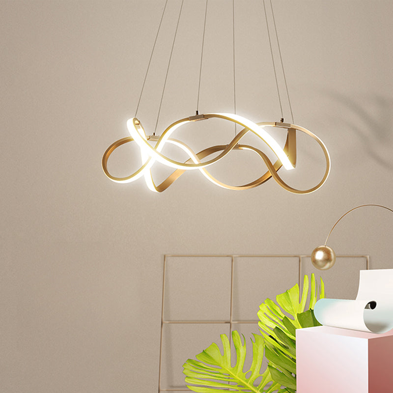 Taavita Twined Minimalist 1/2-Tier Metal LED Hanging Pendant Chandelier for Dining Room, 31"/43" Wide