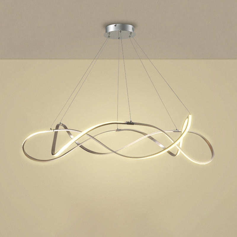 Taavita Twined Minimalist 1/2-Tier Metal LED Hanging Pendant Chandelier for Dining Room, 31"/43" Wide