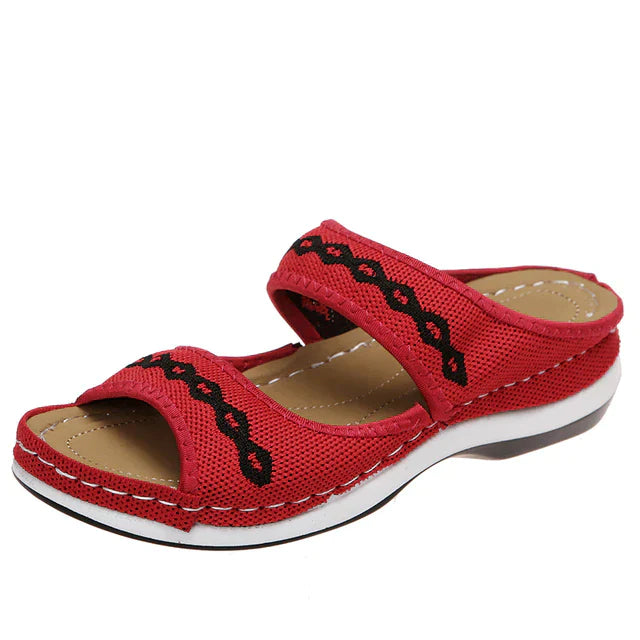 Women’s Casual Walking Sandals | Ergonomic Leather Design | Thick Cushioned Sole | Adjustable Velcro Straps