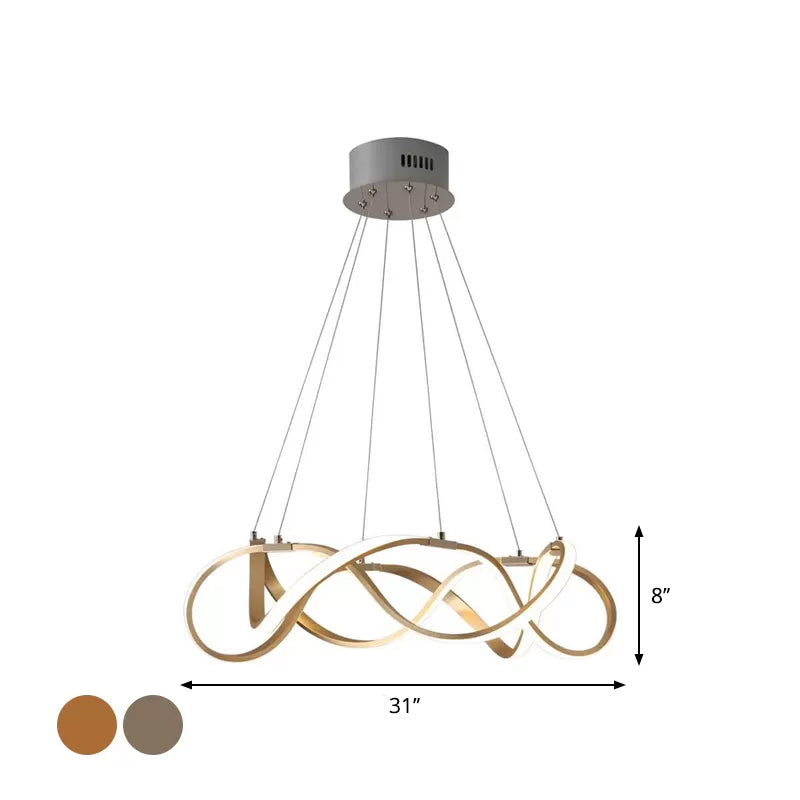 Taavita Twined Minimalist 1/2-Tier Metal LED Hanging Pendant Chandelier for Dining Room, 31"/43" Wide