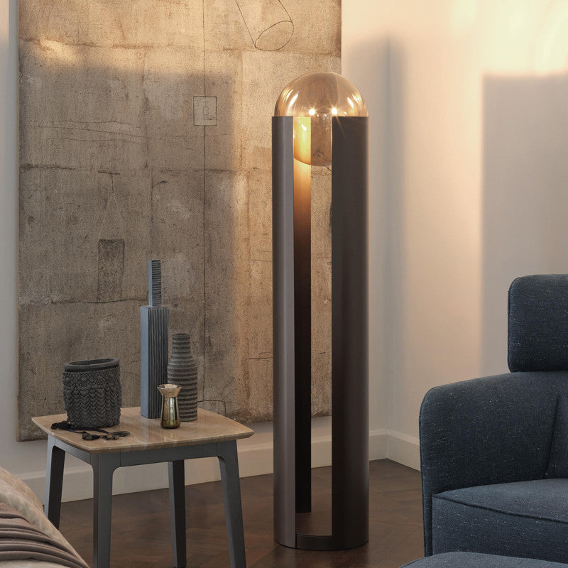 Linear/Capsule/Arch Floor Light Designer Metal Single-Bulb Living Room Standing Lamp in Black Clearhalo 'Floor Lamps' 'Lamps' Lighting' 1983658