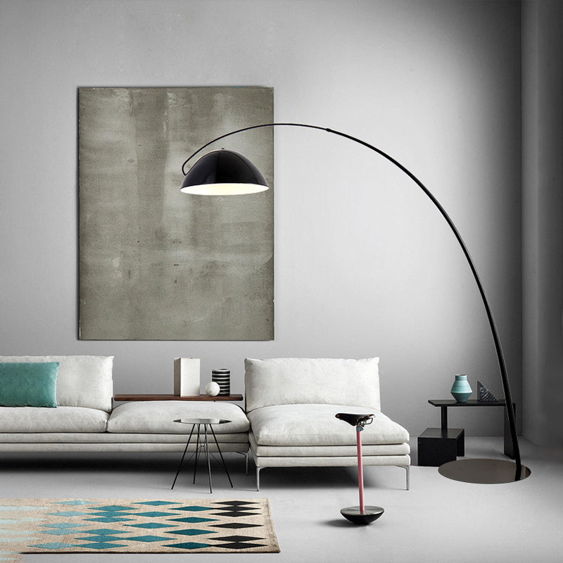 Linear/Capsule/Arch Floor Light Designer Metal Single-Bulb Living Room Standing Lamp in Black Clearhalo 'Floor Lamps' 'Lamps' Lighting' 1983649