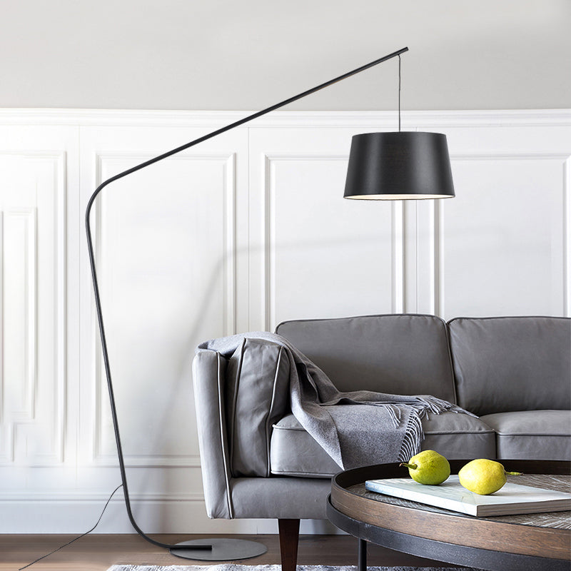 Linear/Capsule/Arch Floor Light Designer Metal Single-Bulb Living Room Standing Lamp in Black Clearhalo 'Floor Lamps' 'Lamps' Lighting' 1983654