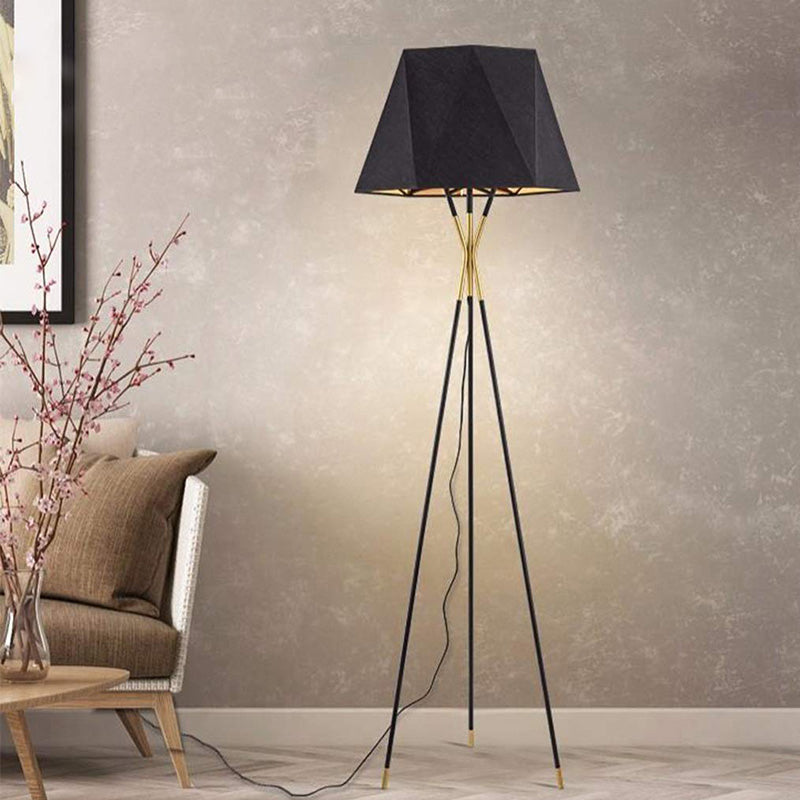 Linear/Capsule/Arch Floor Light Designer Metal Single-Bulb Living Room Standing Lamp in Black Clearhalo 'Floor Lamps' 'Lamps' Lighting' 1983641