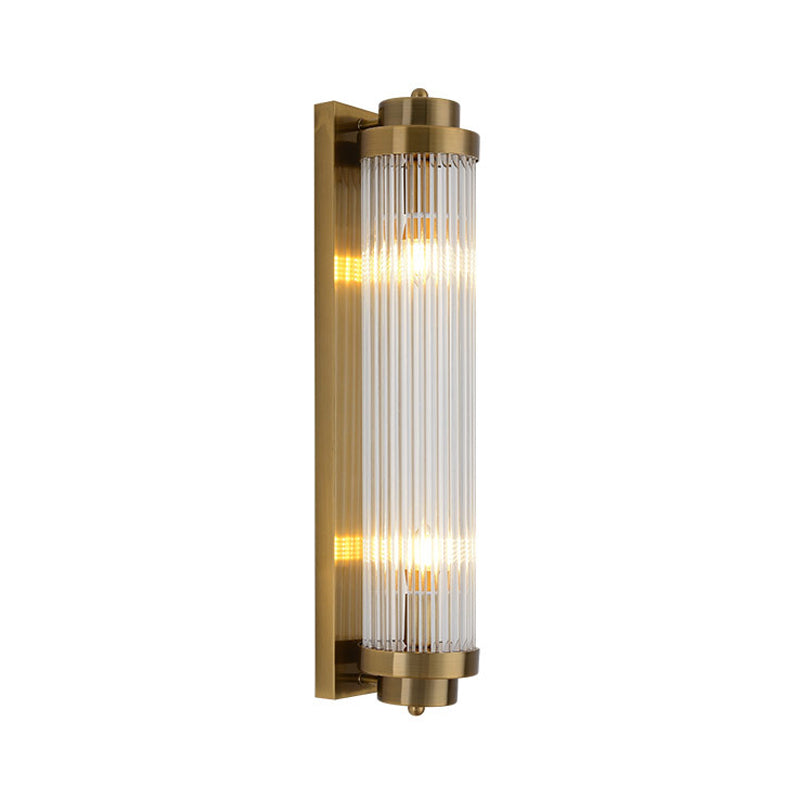 Taavita Wall Lamp Living Room Clear Ribbed Glass 2 Lights Postmodern Gold Lamp