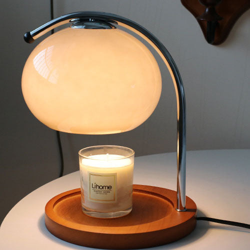 Taavita Vintage Glass Dome Solid Wood Base 1-Light Table Lamp with Melting Wax