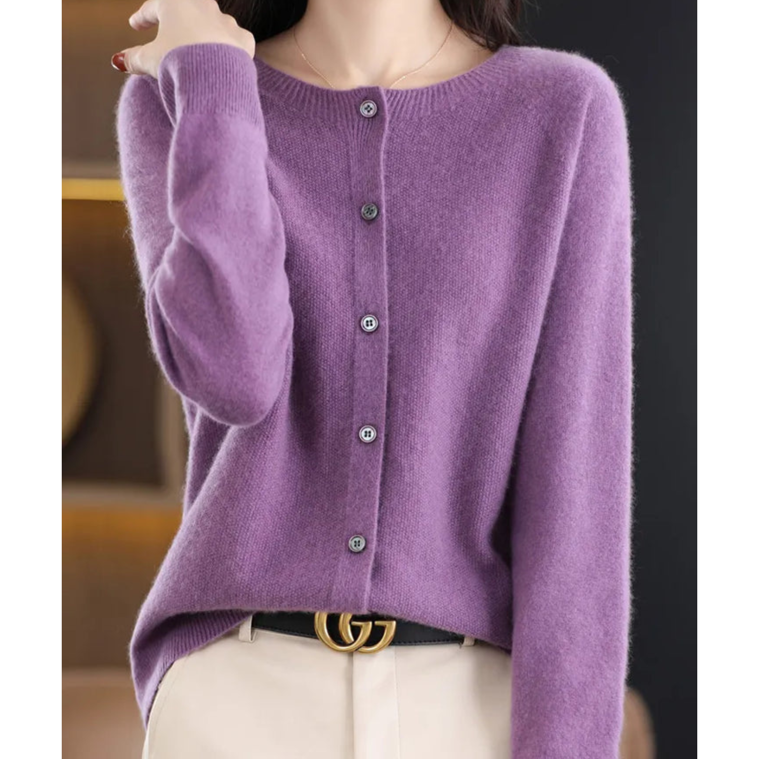 Women's Button-Front Knit Cardigan | Soft Plush Knit & Long Sleeves | Versatile Layering | Comfortable Fit