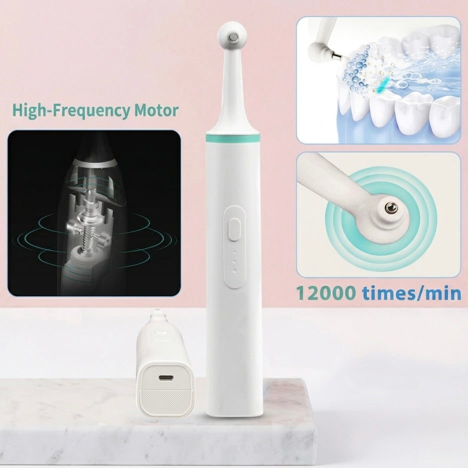 Compact Tooth Scraper and Plaque Remover with Ergonomic Handle - White