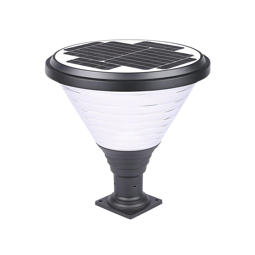 18.9-Inch H 1-Light Modern Black Round Solar Pier Mount Light by Taavita