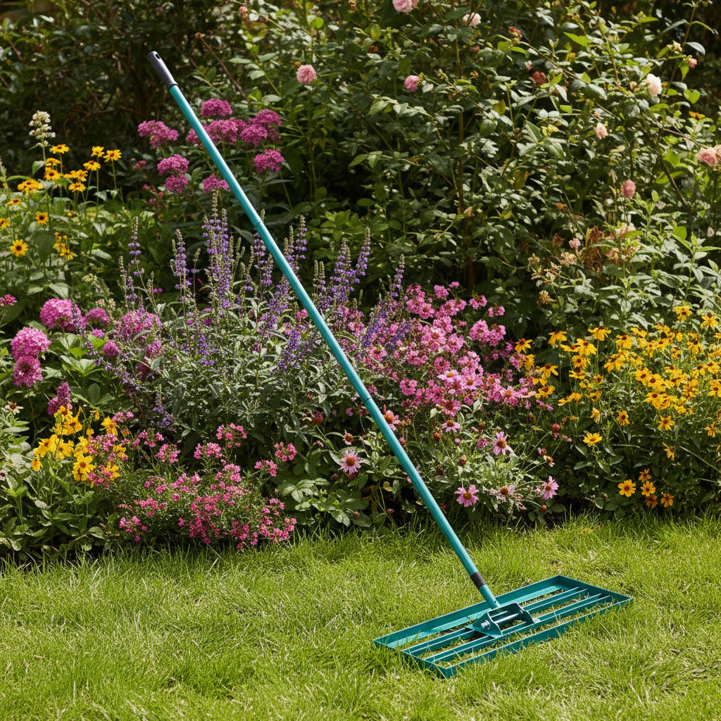 GardenMaster Pro Rake with Extended Handle for Perfectly Even Lawns