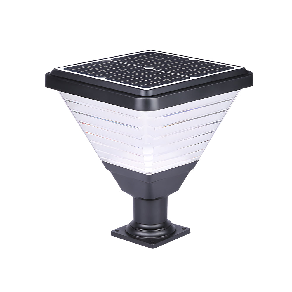 17.9-Inch Black Square Solar LED Outdoor Pier Mount Light by Taavita
