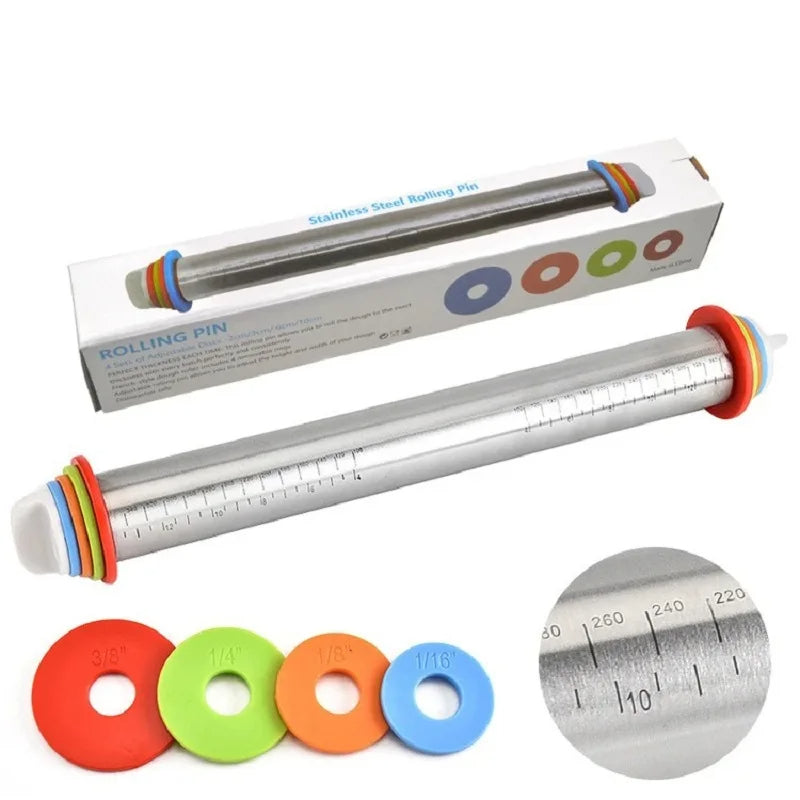 Rolling Pin with Adjustable Thickness Rings