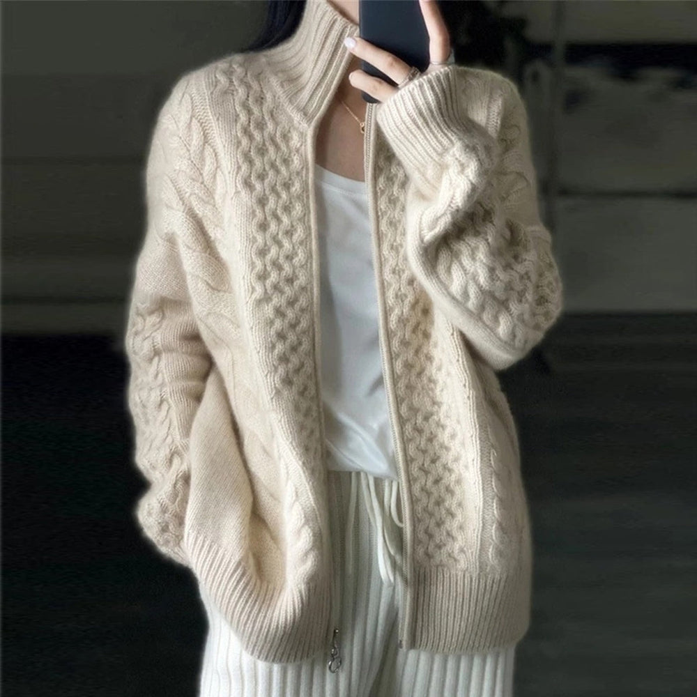 EverWarm Luxe Cardigan with Cozy High Neck for All-Year Use
